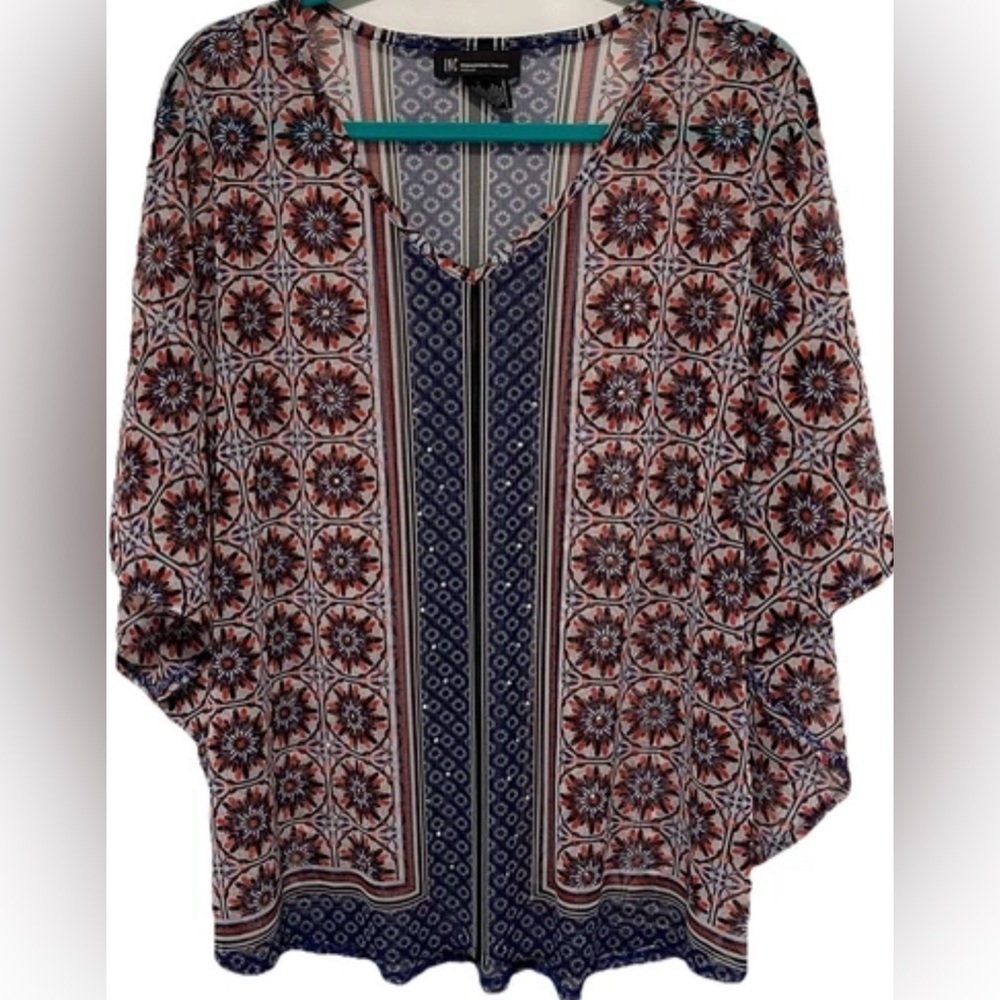 INC International Concepts Boho Kimono Sleeve Blouse Festival Flowy Resort Sz 1X